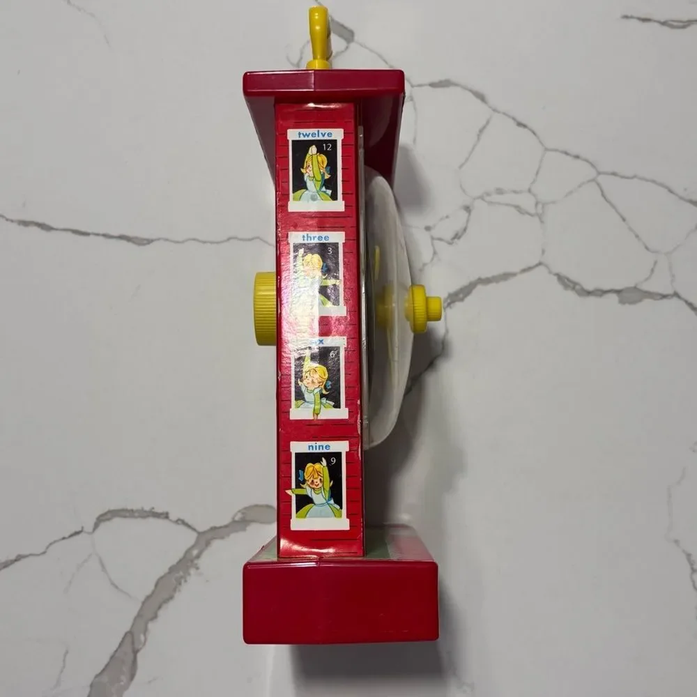 Vintage Fisher-Price Little Red School House Music Box Teaching Clock 2005 WORKS